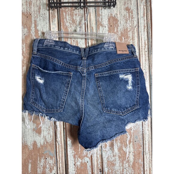 We the Free Twenty Eight Denim Button Fly Jean Shorts Blue Wash Copper Buttons - Picture 6 of 11
